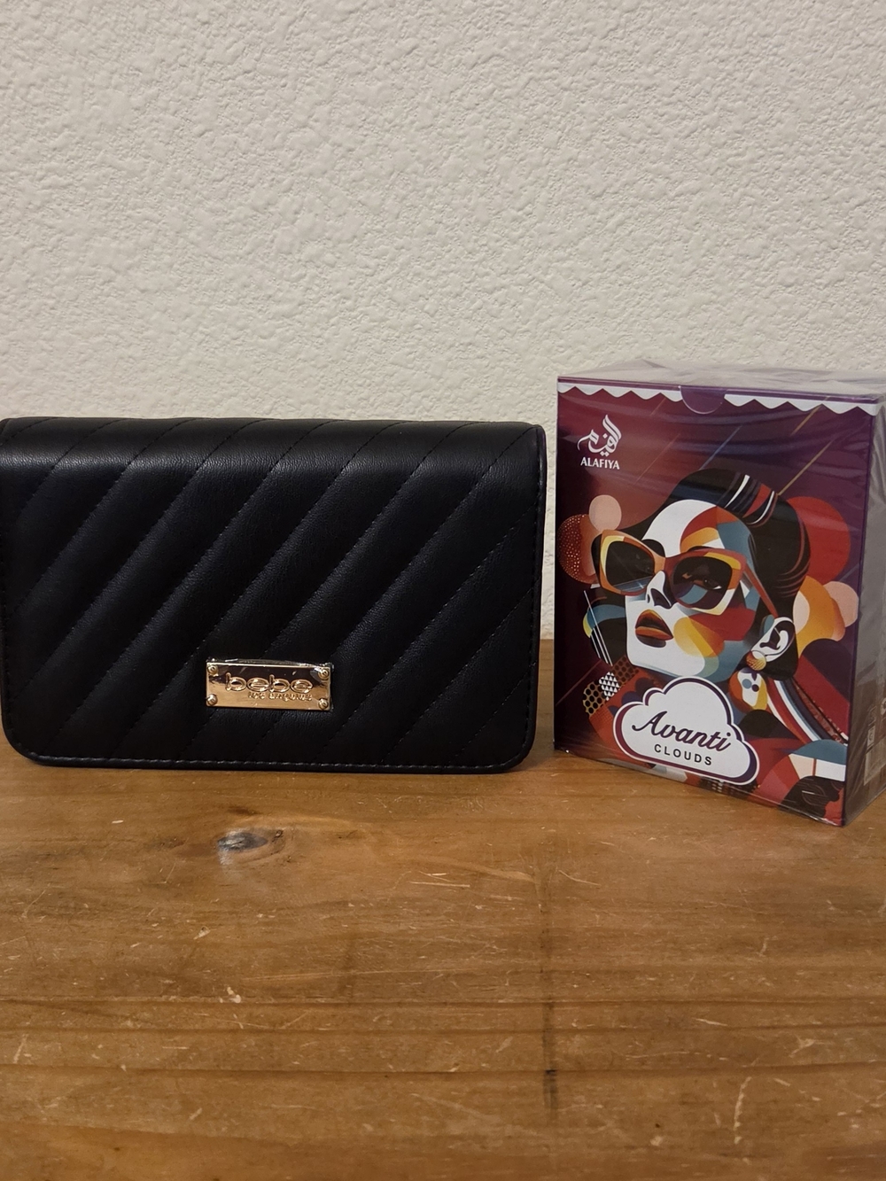 BeBe Black Quilted Crossbody Bag with Gold Plate